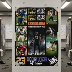 Football Player Senior Night Photo Collage Sports  Poster