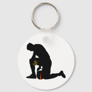 football player silhouette key ring