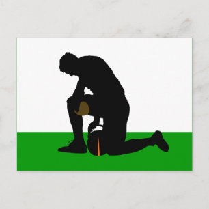 football player silhouette postcard