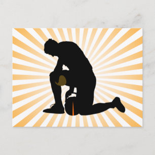 football player silhouette postcard