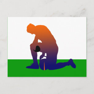 football player silhouette postcard