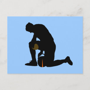 football player silhouette postcard