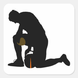 football player silhouette square sticker