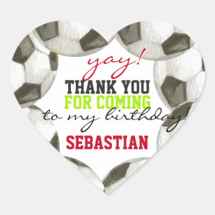 Football Player Soccer Boy Girl Birthday Party Heart Sticker