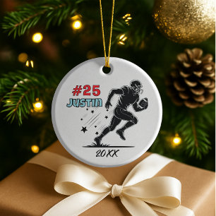 football player sports team personalized ceramic tree decoration