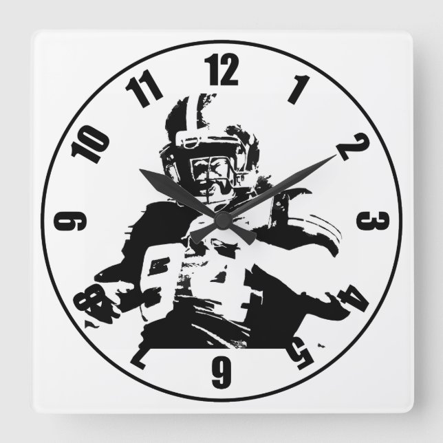 Football Player Square Wall Clock (Front)