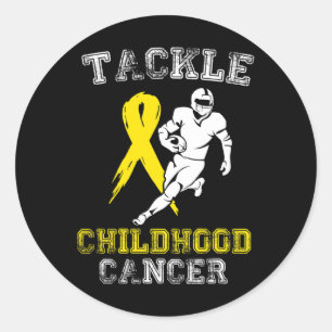 Football Player Tackle Childhood Cancer Awareness  Classic Round Sticker