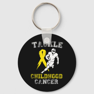 Football Player Tackle Childhood Cancer Awareness Key Ring