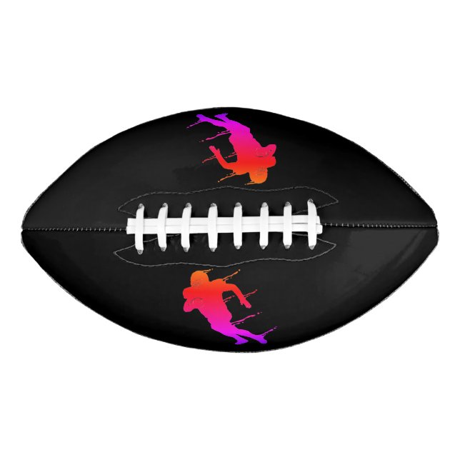 Football Player Touchdown Black and Fluorescent  American Football (Front)