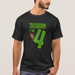 Football Player Touchdown I'm 4 Boy Football Birth T-Shirt