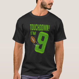 Football Player Touchdown I'm 9 Boy Football Birth T-Shirt