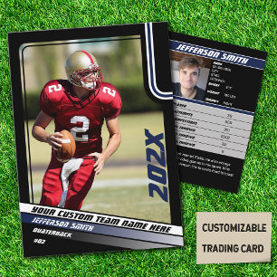 Football Player Trading Card Custom Gift in Blue
