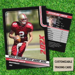 Football Player Trading Card Custom Gift in Red