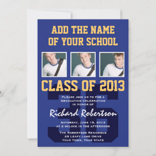 Football Player's Sports Graduation Uniform Number Invitation