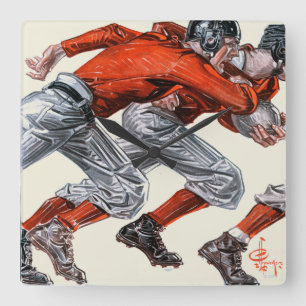 Football Players Square Wall Clock
