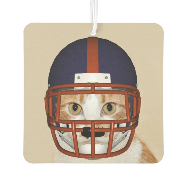 Football playing kitty cat car air freshener (Back)