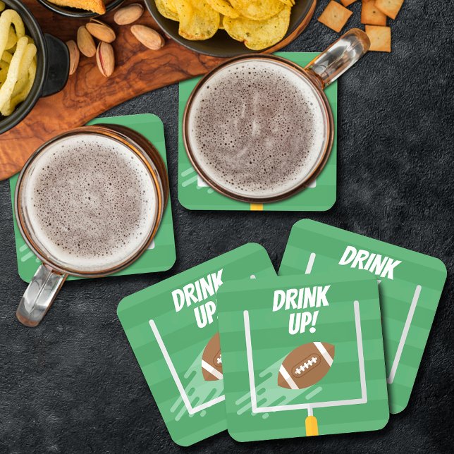 Football Point After Uprights Square Paper Coaster (Football Point After Uprights paper coasters)