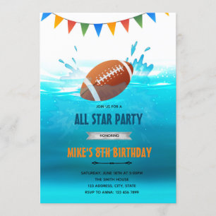 Football pool birthday party invitation