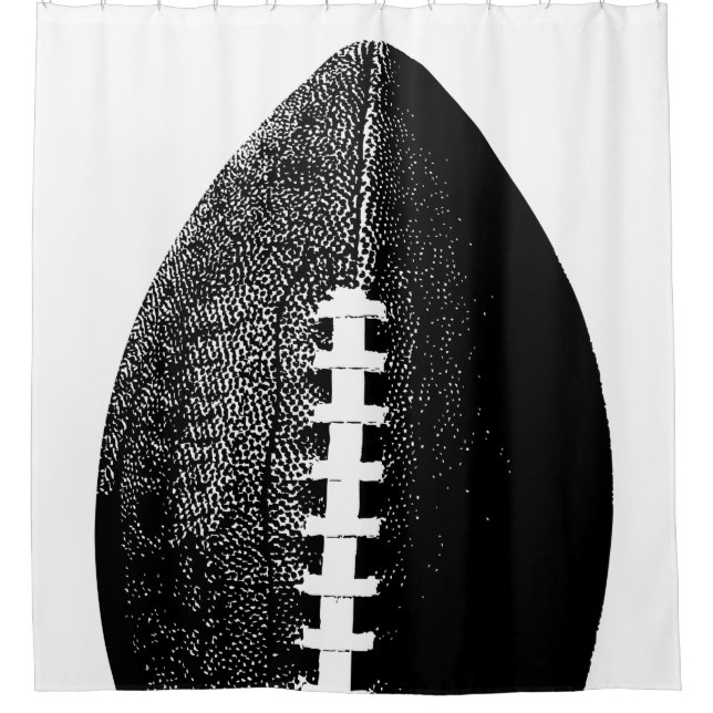 Football Pop Art - Black Modern Minimal Sports Shower Curtain (Front)