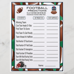 Football Predictions Football Party Game For Kids Custom Letterhead