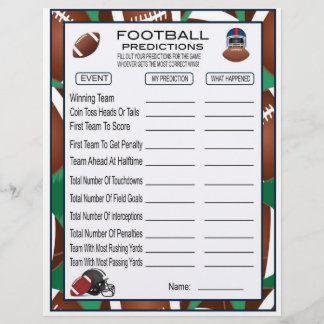 Football Predictions Football Party Game For Kids Custom Letterhead