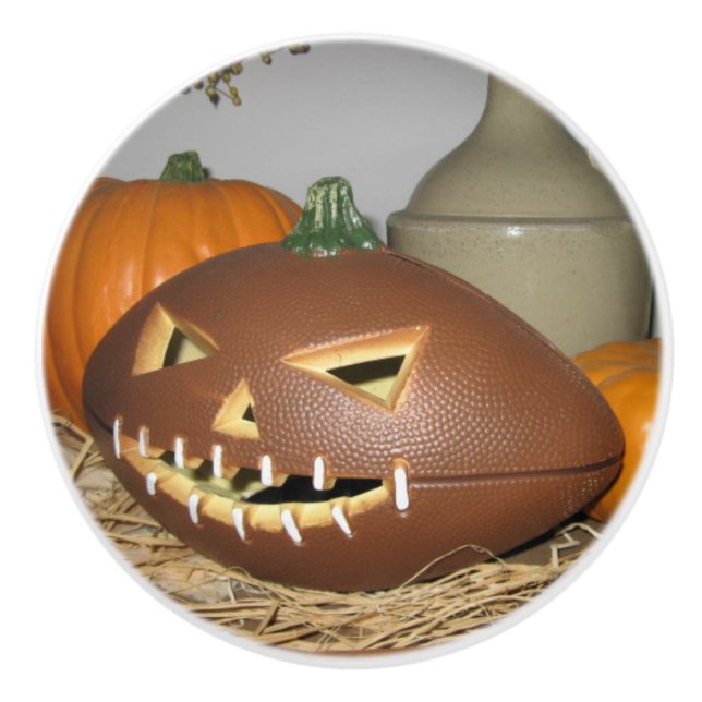 Football Pumpkin Ceramic Knob (Front)