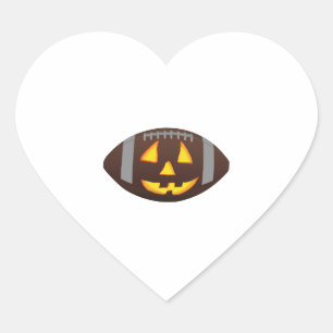 Football Pumpkin Face Heart Sticker