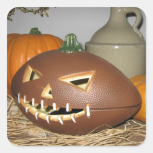 Football Pumpkin Square Sticker