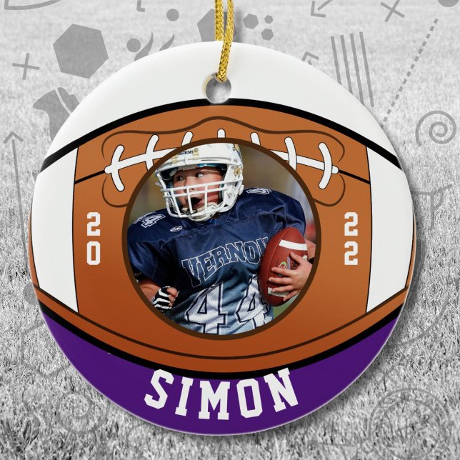 Football Purple White Team Colours Ceramic Tree Decoration (Creator Uploaded)