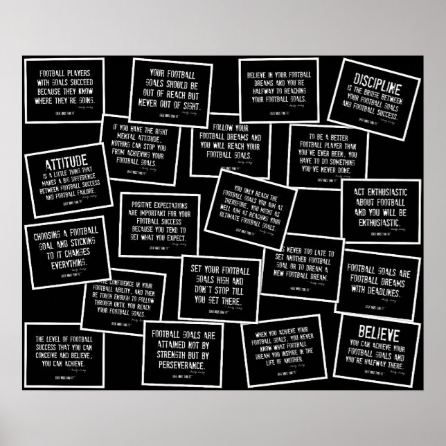 Football Quotes Collage in Black and White Poster (Front)