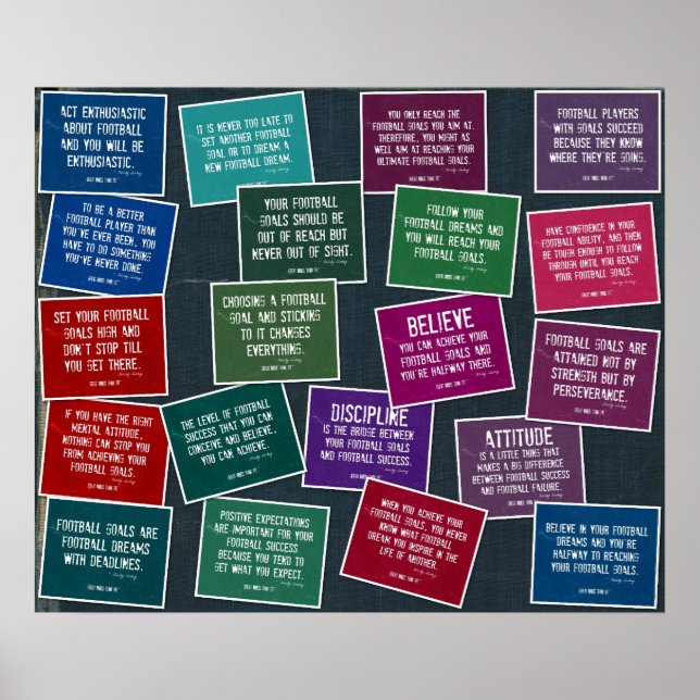 Football Quotes Collage in Denim and Colours Poster (Front)