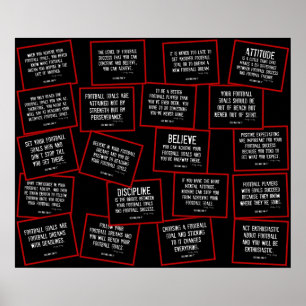 Football Quotes Collage in Red, Black and White Poster