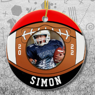 Football Red Black Team Colours Ceramic Tree Decoration