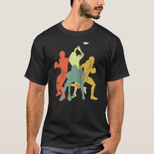 Football Retro Vintage Quarterback Lineman Receive T-Shirt (Front)