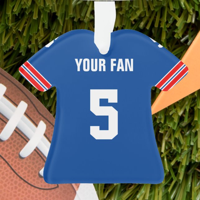 Football Royal Blue, Red & White Jersey Ornament (Creator Uploaded)