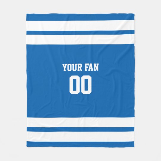 Football Royal Blue & White Personalised Fleece Blanket