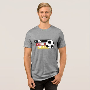 Football Run Kick & Goal T-Shirt Tri-Blend Shirt