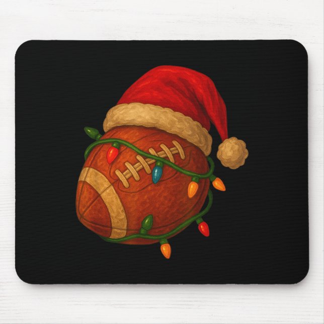 Football Santa Christmas Lights Xmas Men Boys Kids Mouse Mat (Front)