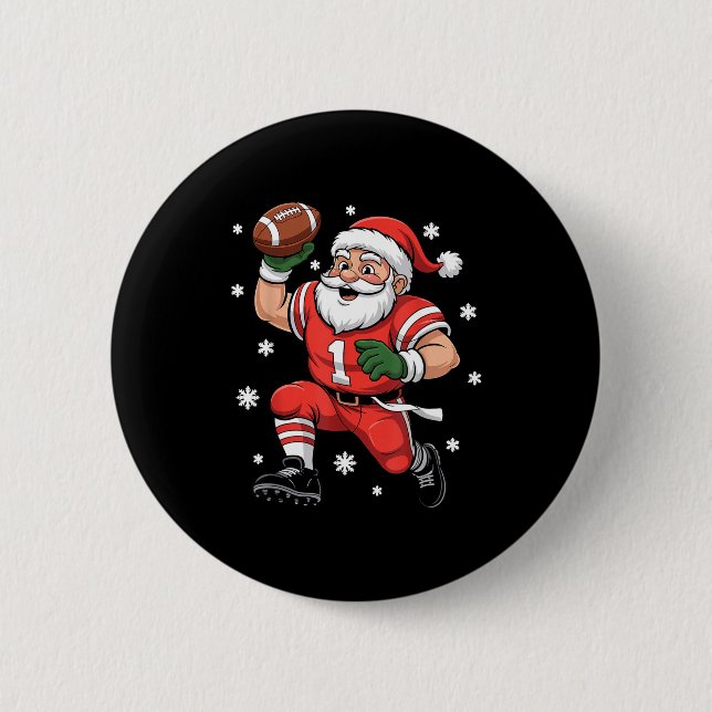 Football Santa Claus Lineman Christmas Quarterback 6 Cm Round Badge (Front)