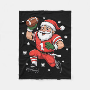 Football Santa Claus Lineman Christmas Quarterback Fleece Blanket