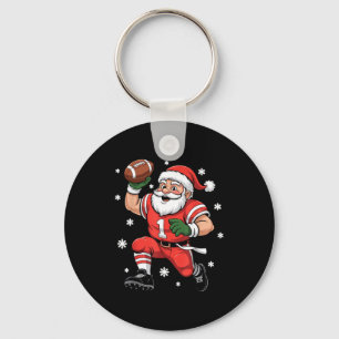 Football Santa Claus Lineman Christmas Quarterback Key Ring