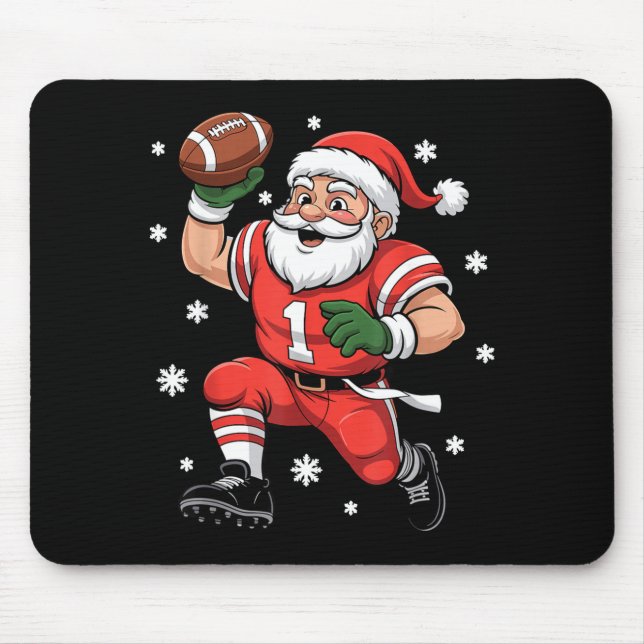 Football Santa Claus Lineman Christmas Quarterback Mouse Mat (Front)