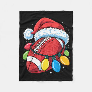 Football Santa Hat Christmas Lights Festive Touchd Fleece Blanket
