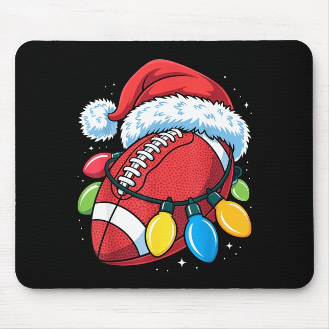 Football Santa Hat Christmas Lights Festive Touchd Mouse Mat (Front)
