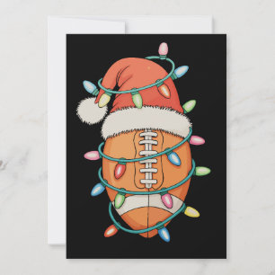 Football Santa Hat Christmas Xmas Sports Holiday Card