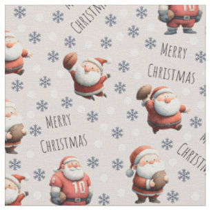 Football Santa on Beige Fabric