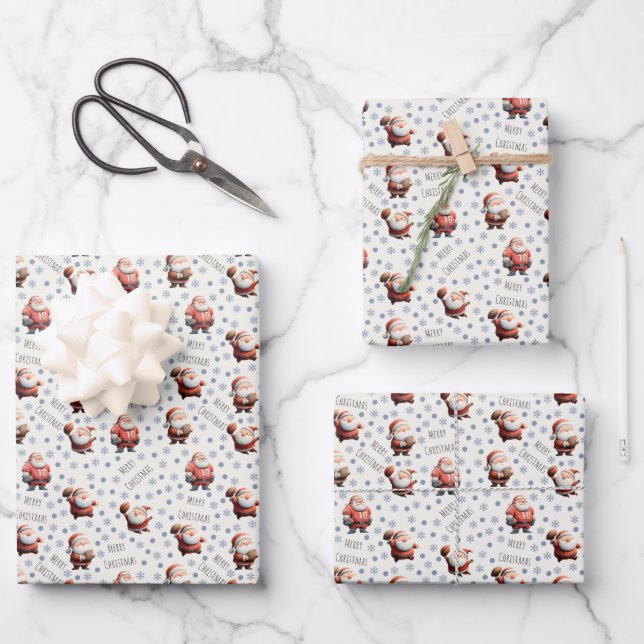 Football Santa on Ivory Wrapping Paper Sheet (Front)