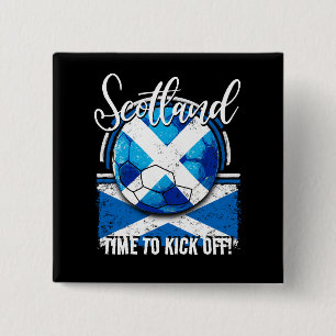 Football Scotland Flag, Distressed Soccer Ball 15 Cm Square Badge