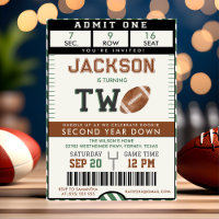 Football Second Down 2nd Birthday Invitation 