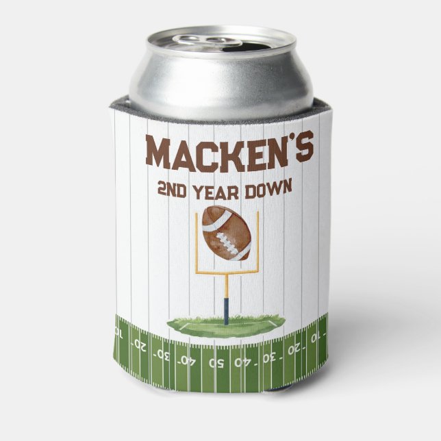 Football second year down boy birthday can cooler (Can Back)